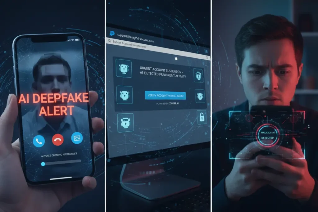 Golpes com IA: Proteja-se de deepfakes e fraudes digitais! 1 Ameaças digitais e golpes de IA na internet.