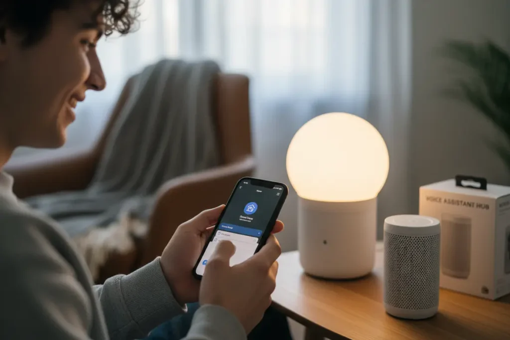 Casa Inteligente para Iniciantes! Seu Guia Completo Agora 2 Configurando lâmpada inteligente com smartphone