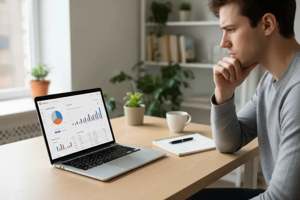 Melhores Contas Digitais para Jovens - Guia Completo e Atualizado! 2 Jovem usando o celular para fazer planejamento financeiro.