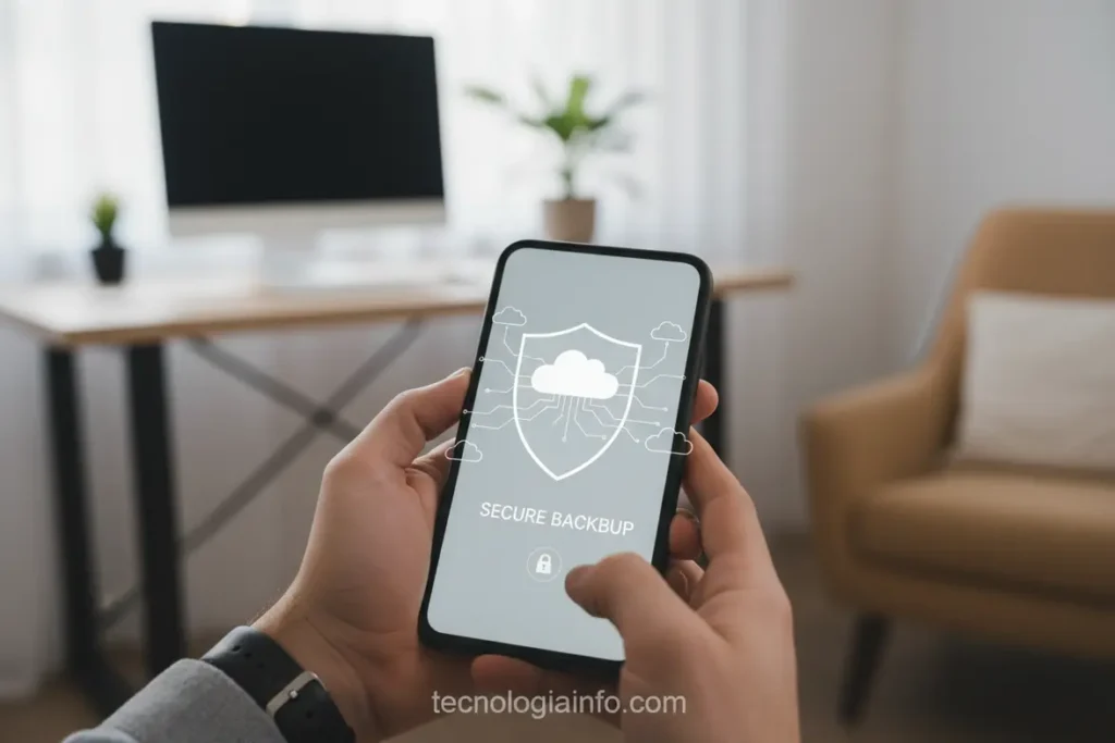 Backup seguro de celular Android e iPhone na nuvem.