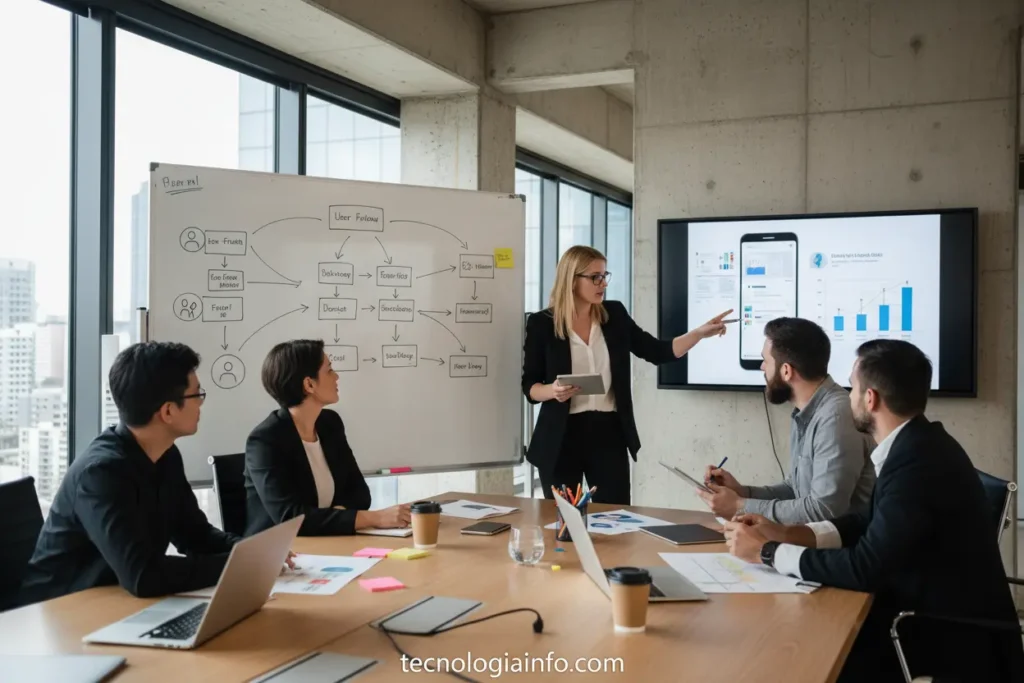 Equipe de UX Designers colaborando em um projeto digital.