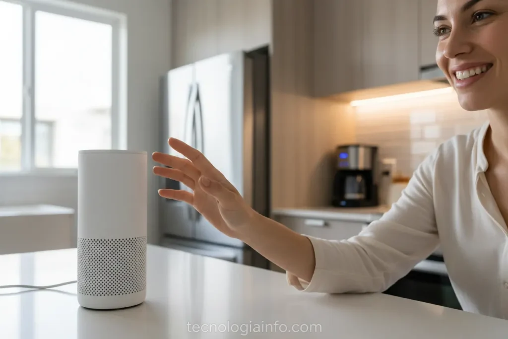 Interação de voz em casa inteligente com assistentes