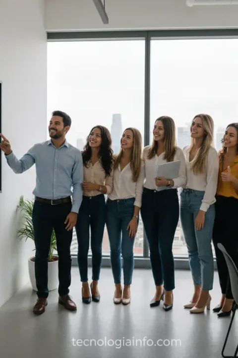 Grupo de jovens profissionais de TI comemorando certificações