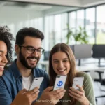 Pessoas usando o Threads em um ambiente moderno