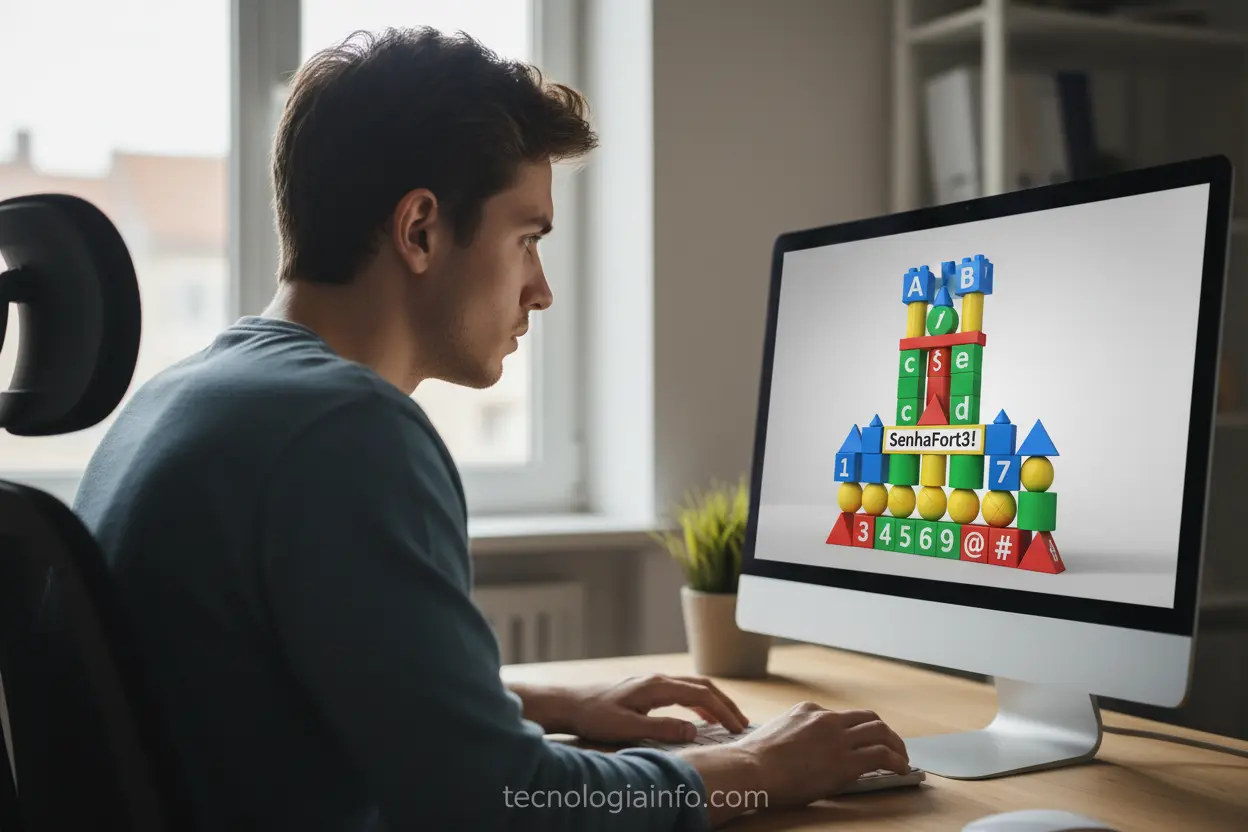 Elementos visuais de uma senha forte em tela de computador.