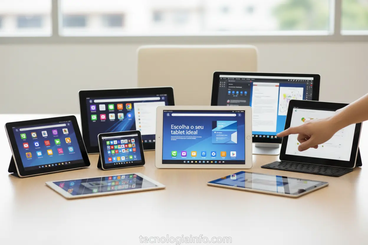 Variedade de tablets para estudar, indicando opções de escolha.