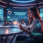 Jovem estudante utilizando IA na educação para aprender.