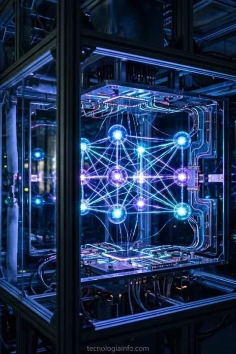 Computador quântico futurista em laboratório