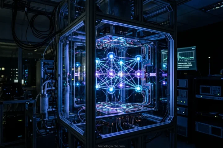 Computador quântico futurista em laboratório