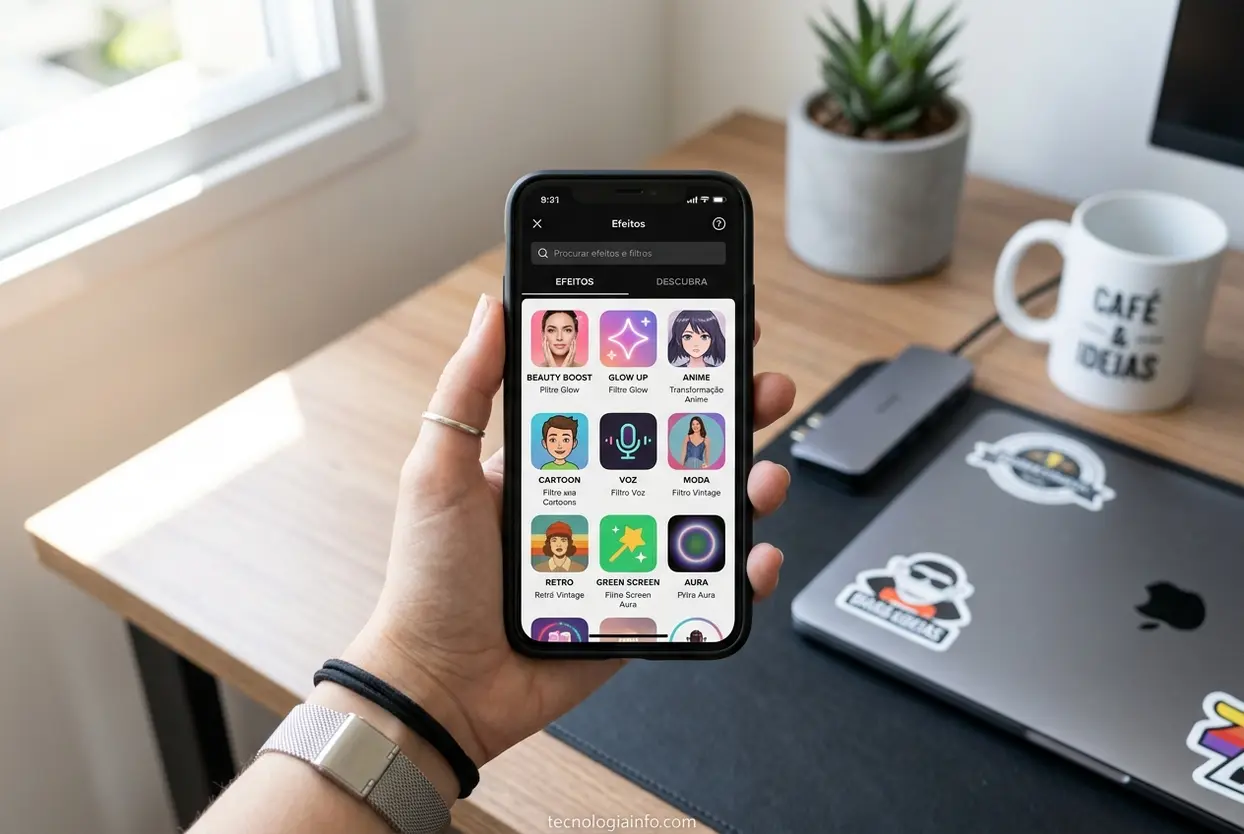 Tela do TikTok com os melhores filtros do TikTok para descobrir.