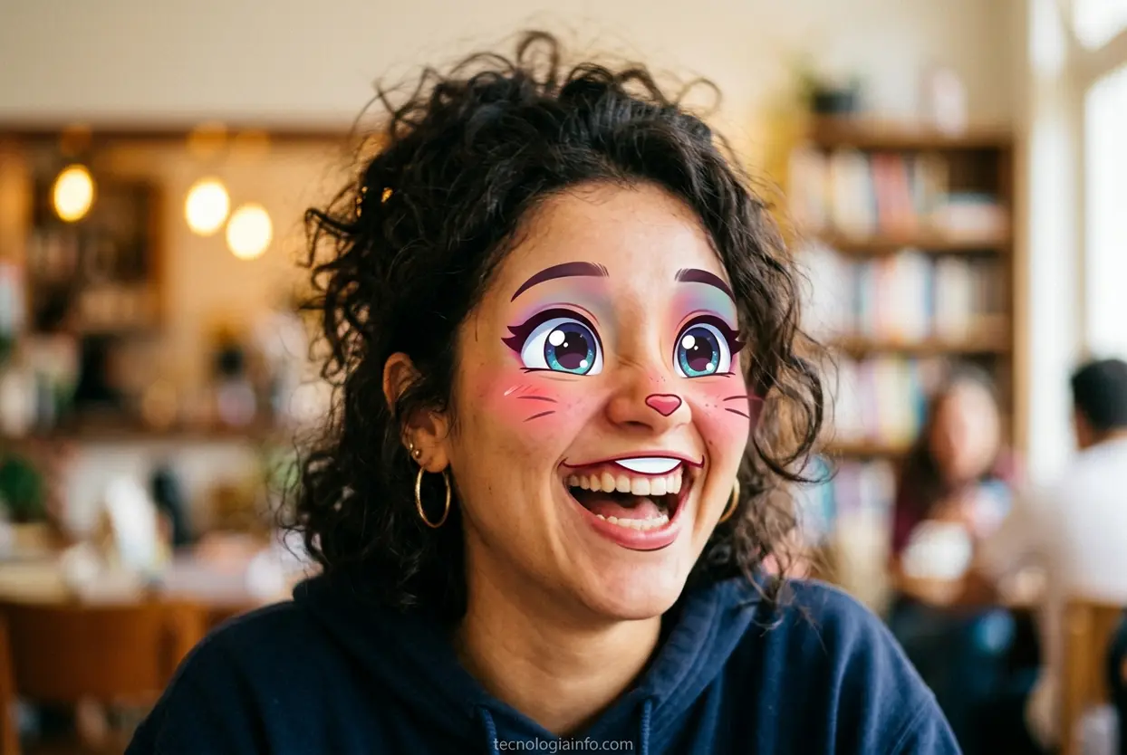 Pessoa usando um filtro engraçado do TikTok.