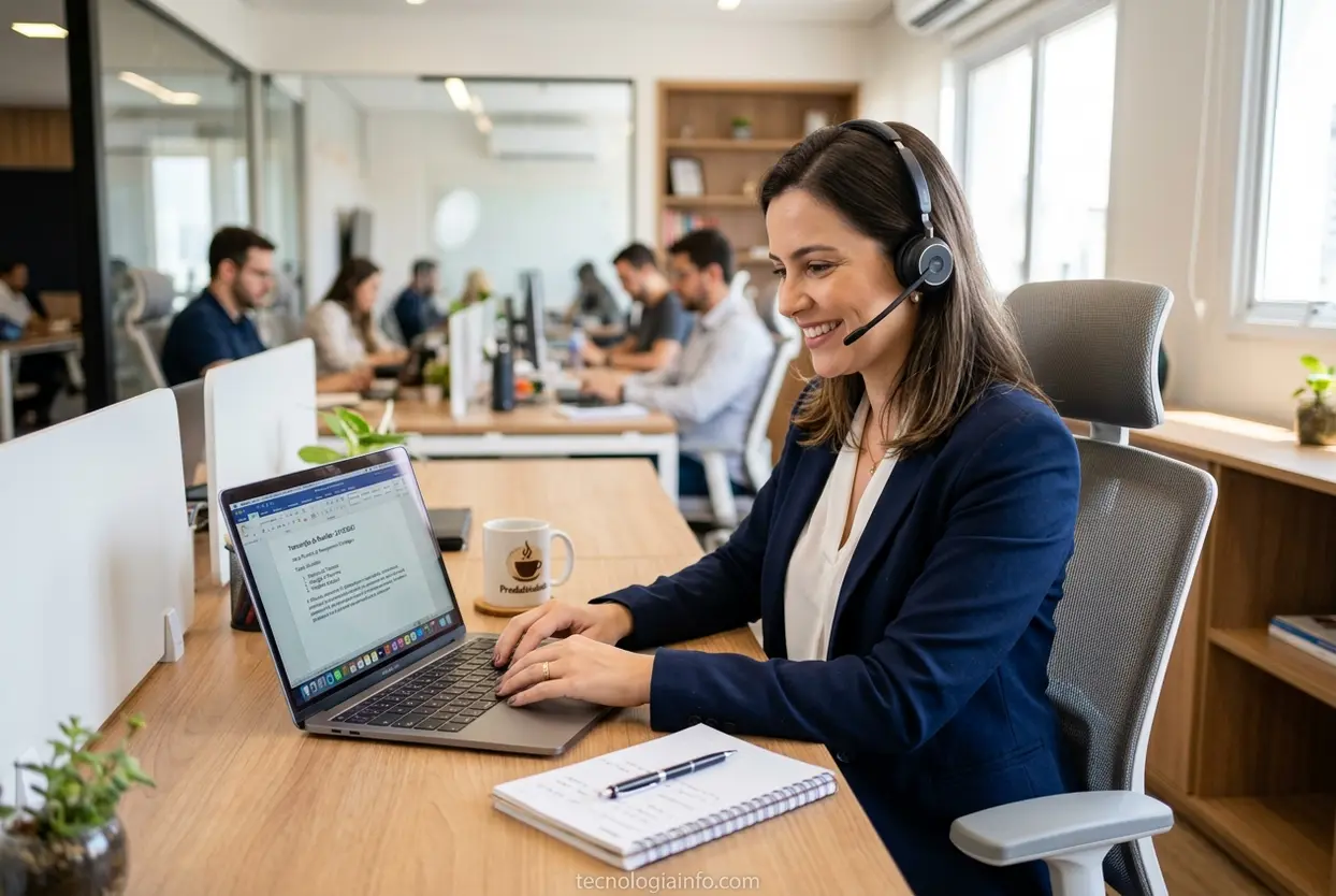Produtividade com Transcrição Profissional usando transcrição automática para aumentar a produtividade