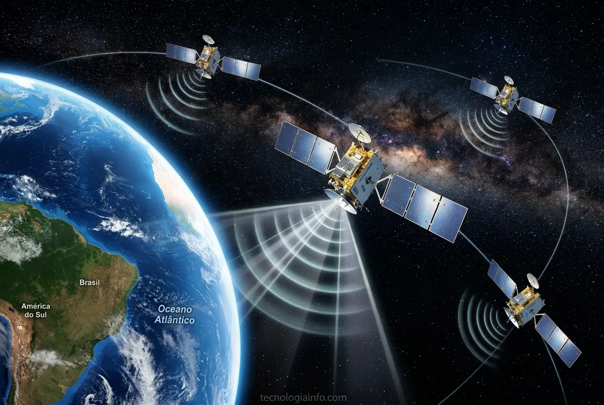 Satélites GPS transmitindo sinais