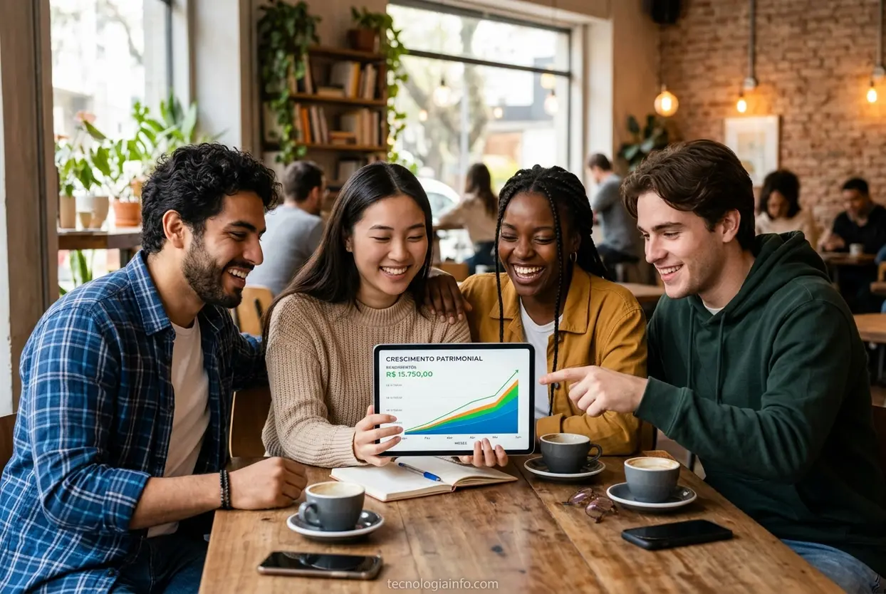 Benefícios de Investir em Ações Jovens discutindo investimentos em ações