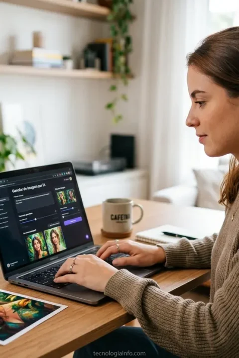 IA generativa de imagens em uso no notebook