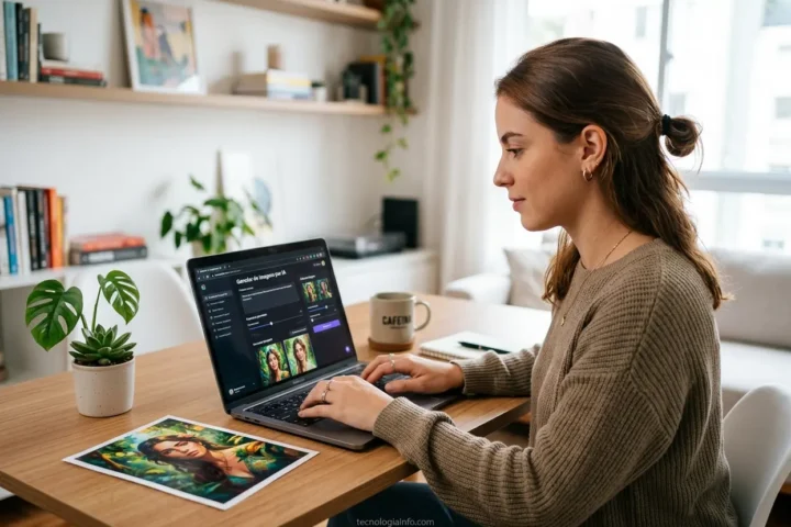 IA generativa de imagens em uso no notebook