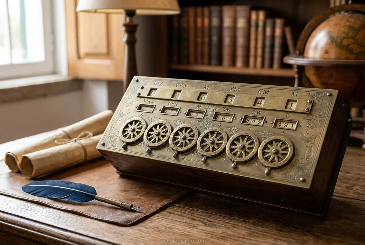 Máquina de cálculo antiga, precursora do computador.