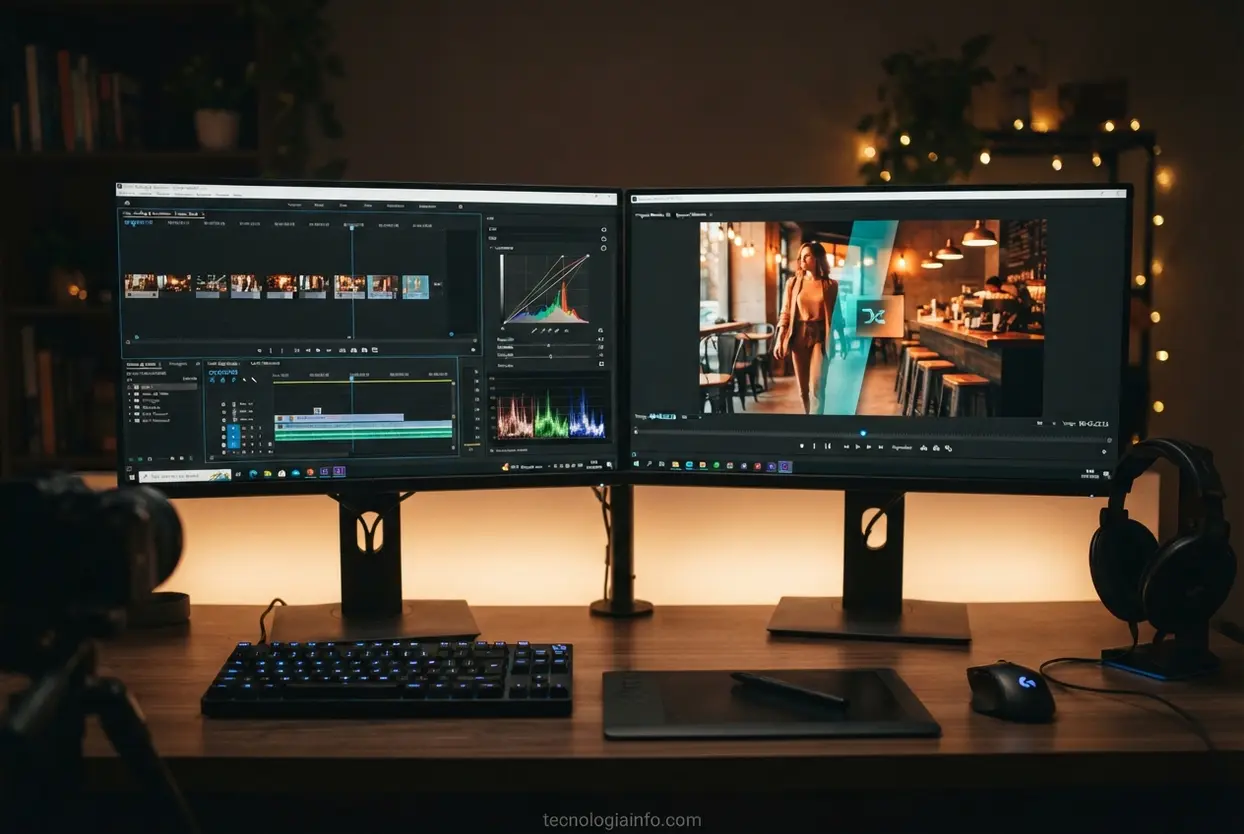 Ajustes de vídeo Tela de monitor mostrando imagens de ajustes de vídeo.