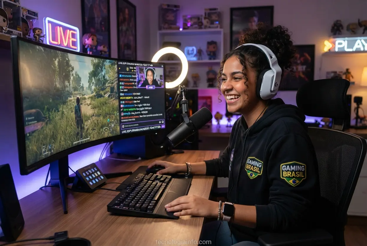 Interações de chat Streamer interagindo com chat de transmissão.