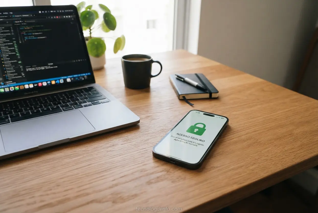 Segurança digital no smartphone Celular exibindo tela de proteção e segurança digital para transações online.