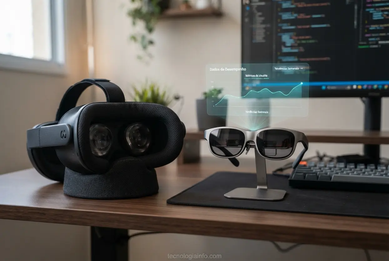 Diferenças visíveis de hardware Óculos de realidade virtual ao lado de óculos de realidade aumentada