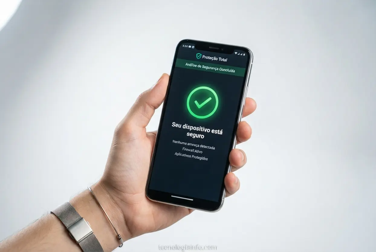 Ferramenta de análise de links no celular Celular mostrando resultado positivo em teste de segurança de link de internet